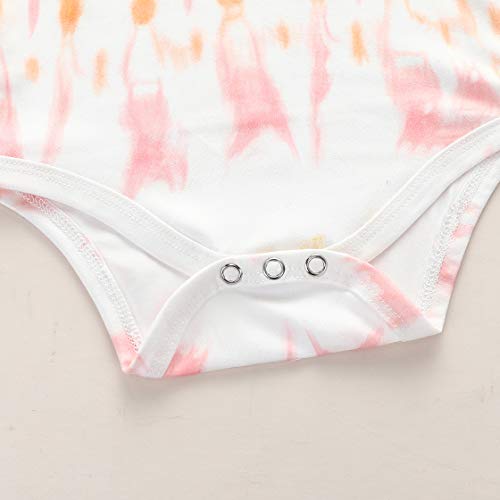Infant Baby Girl Tie Dye Pajamas Clothes Set, Long Sleeve Button Romper+Cotton Long Pants+Headband 3Pcs Newborn Fall Outfits (Tie-dye Style-C, 12-18 Months)