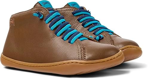 Bottines Marrons à Lacets Jaunes Enfant - Peu Cami Kids Marron Clair En Cuir Camper 3390402 13015
