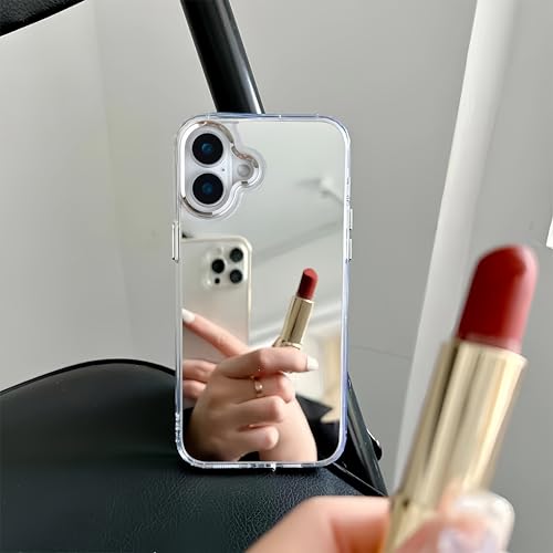 Ytanazing 16MI For Iphone 16 Plus Mirror Case For Women Girls Makeup,Cute Glass Glossy Mirror Back Shockproof Hard Case With Clear Soft Silicone Bumper Tpu Frame thumb #1