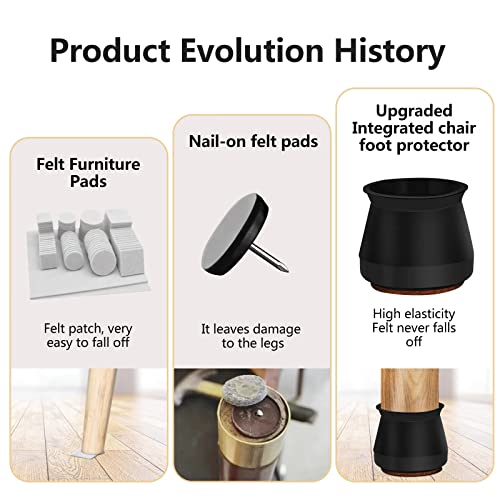 16 Pcs Silicone Chair Leg Floor Protectors,Chair Leg Cover With Wrapped Felt,Furniture Pads For Hardwood Floors,Silky Smooth Without Noise Worries-Medium (Fit:0.9''-1.25'') #TOP3