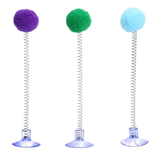 Juguete de Bola de Resorte con Plumas de Gato de Color Aleatorio con Ventosa, Juguete Interactivo for Gatos