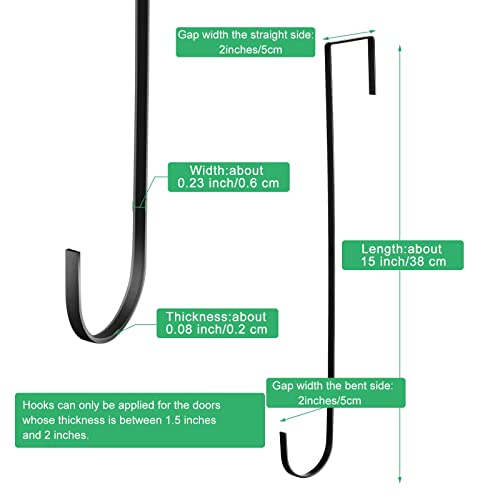 Hotop 15 Inch Christmas Wreath Hanger Hooks Over Door Metal Hooks Practical Clothes Towel Hanger Hooks For Christmas Front Door Decorations (Black,2 Pieces) #TOP1