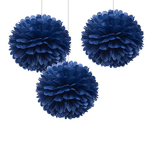 12" Navy Blue Tissue Pom Poms Diy Hanging Paper Flower Balls For Nautical Party Decoration 4Th Of July Patriotic Decorations, Pack Of 12 #TOP4