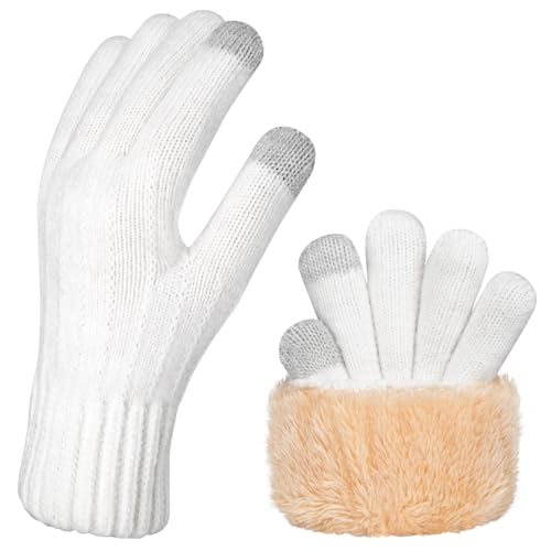 Kotashion Handschuhe Damen,Winterhandschuhe mit Fleecefutter, Touchscreen Warme Gedehnt Dicke Strickhandschuhe Thermohandschuhe Outdoor Winter Geschenke für Damen