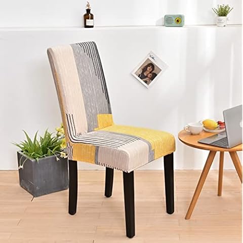 ZZDXL Chair Covers Beige Yellow Dining Chair Covers set of 2,Modern Elastic Chair Protector Seat Covers,stretch chair covers for dining chairs,Removable Washable Seat Slipcover Cover