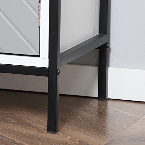 Homcom Kitchen Storage Cabinet With Door Cabinet And Open Compartment, Bathroom Cabinet Sideboard With Shelf For Living Dining Room, Grey #TOP6