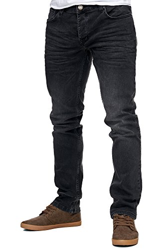 Reslad Jeans-Herren Slim Fit Basic Style Stretch-Denim Jeans-Hose RS-2063 (W34 / L32, Schwarz)