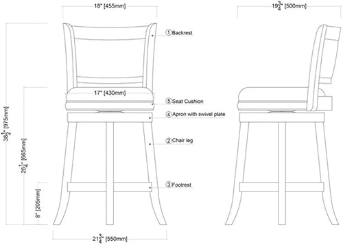 Miniatura 184 de Boraam Augusta - Silla alta giratoria de altura Negro -,Negro/Cappuccino,Negro/Cerezo,Marrón/Capuchino,Capuccino,Cereza,Cepillo de alambre