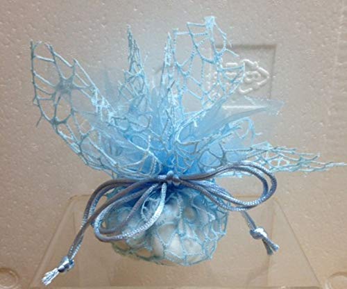 20Pz Velo Organza Quadro Celeste Con Rete Spider E Tirante Nascita Comun