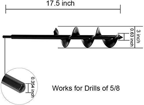 ERYTLLY Bulb Planter, Auger Spiral, Garden Planter Tool 7.6cm x 61cm,Rapid Umbrella Hole Digger for Planting Bulb Seedlings Bedding Tulips, and Digging Weeds Roots for 5/8” Hex Drive Drill 3\"x 24\"