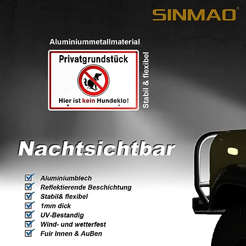 SINMAO Schilder Hunde Verboten Steckschilder Alu 30x20cm(A4), Privatgrundstück Hier ist kein Hunde Schild Verboten mit Pfosten