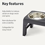 Amazon Basics Elevated Dog Bowls Stand, Height Adjustable Raised Pet Feeder Dish Station with Non-Slip Base, Stainless Steel Bowls, 17.3 x 9.4 x 12 in, Black - Image 2