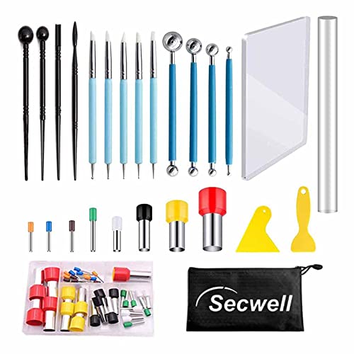 Secwell 58 Pièces Outils de Sculpture pour Poterie Pâte Polymère Argile Set pour Céramique Modelage Lissage Sculpture DIY