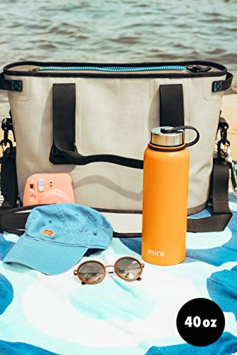 Mira 40 Oz Stainless Steel Vacuum Insulated Wide Mouth Water Bottle - Thermos Keeps Cold For 24 Hours, Hot For 12 Hours - Double Walled Hydro Travel Flask - Teal #TOP7