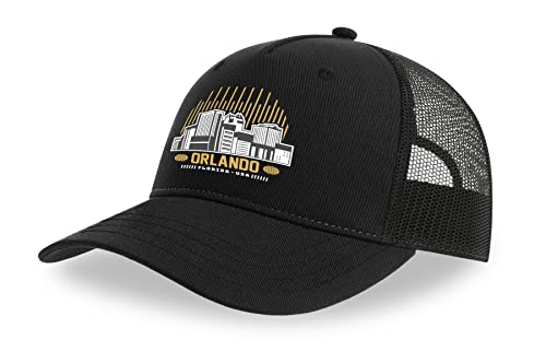 Casquette de camionneur Orlando Florida USA en coton noir respirant taille unique