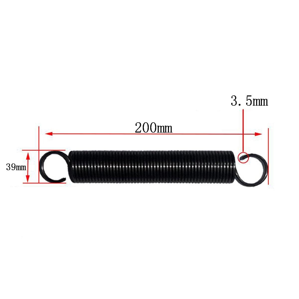 2 Piezas Muelle de extensión de acero para muelles con gancho spring, diámetro del alambre 3.5mm, OD 39mm, Longitud 200mm, Resorte de tensión de fuerza