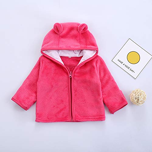 Cute Full Zip Up Hoodie For Baby Kids Bear Ear Hooded Coat Girls Boys Fleece Jacket Outwear Winter Solid Fluffy Coats (Pink, 3-6 Months) #TOP1