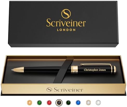 Scriveiner Personalized Black Ballpoint Pen - Stunning Luxury Pen...