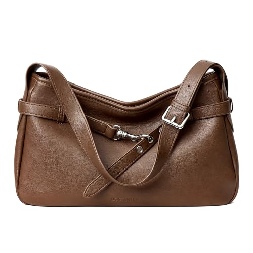 BOSTANTEN Medium Vegan Leather Shoulder Handbag for Women Vintage Lightweight Hobo Purse with Adjustable Wide Strap for Work