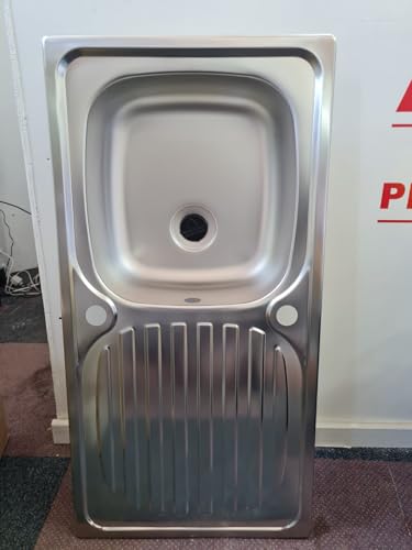 ARA CHOICE Stainless Steel Square Single Bowl Kitchen Sink Reversible Waste Plumbing Kit with Drainer & Inset Wastes Set 76 x 41 x 18 cm - 2