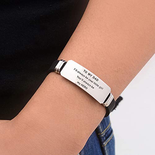 Bestay Father's Day Gift - Dad Gift From Son Daughter For Birthday Christmas,Personalized Engraved Bracelet Inspirational Wristband For Men (Girl To Dad) #TOP5