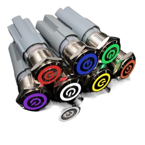 Bouton-poussoir métallique 16mm étanche pour moteur de voiture et PC LED 6V