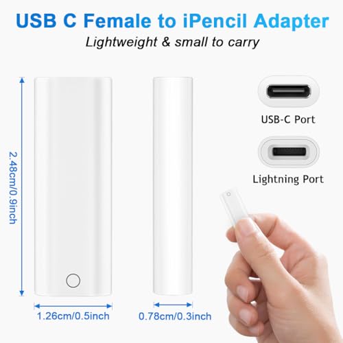 Image of ZORBES Charging Adapter for Pencil 1st Gen Type C to Light-ing Adapter, Type C Female to Light-ning Female Adapter, Support Bluetooth Connectivity, Plug and Go, with Light Indicator