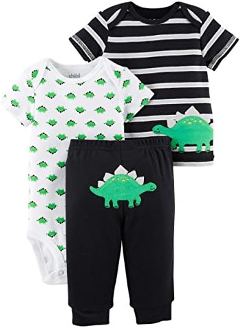 Carters Preemie Clothes For Boys Baby Pants Bodysuit Shirt 3 Pcs (Preemie Size, Black Dino)
