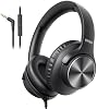 Auriculares con cable y micrófono, diadema 3.5mm para escuela negro | Plegables para adolescentes, aula, viaje, cable de 1.5m sin enredos con control de volumen para teléfono, tablet, laptop 2