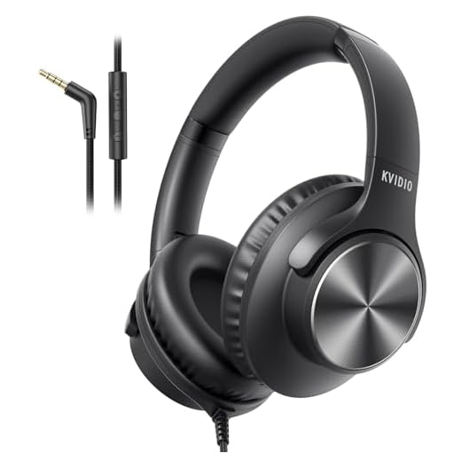 Wired Headphones with Mic, Over-Ear 3.5mm Corded Headphone for School Black