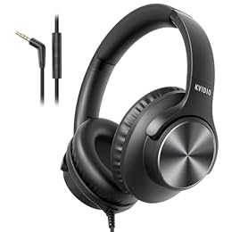 Wired Headphones with Mic, Over-Ear 3.5mm Corded Headphone for School Black
