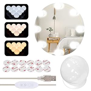 Vanity Mirror Lights with 10 Dimmable LED Bulbs, Hollywood Style USB Lighted Kit with 3 Color Modes & 10 Levels…