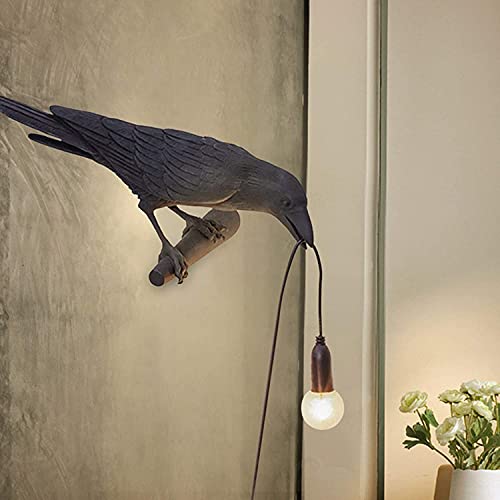 The Black Gothic Crow Wall Lamp, Hanging Raven Light With Wall Plug-In Line, Unqiue Resin Halloween Bird Lamp For Home Decor, Office, Art And Talbe Decor(2 Bulbs) #TOP2
