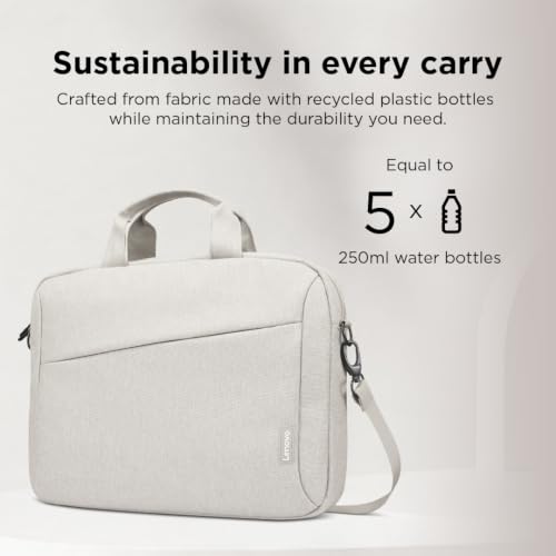 Image of Lenovo 16 inch Laptop Bag T210 (ECO), Water-Resistant Laptop Sleeve Case with EVA Protective Padding, Dual Compartments, Travel Strap, Eco-Friendly Recycled Material, Fits Up to 16-Inch Laptops, Beige