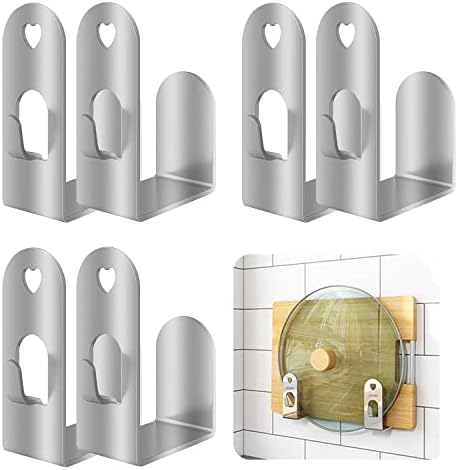 3 Set Stainless Steel Wall Mount Pot Lid Holder Organizer Holder Chopping Board Shelf Kitchen Utensil Tool for Restaurant Home (Silver)