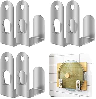 3 Set Stainless Steel Wall Mount Pot Lid Holder Organizer Holder Chopping Board Shelf Kitchen Utensil Tool for Restaurant Home (Silver)