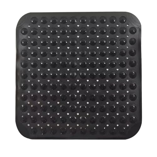 Alfombra de Ducha, Alfombra Antideslizante de 48 x 48 cm con Ventosas, Fombrilla de Ducha Antideslizante, Lavable a Máquina, Cuadrada, Suave para los pies Alfombrilla de Ducha, Negro