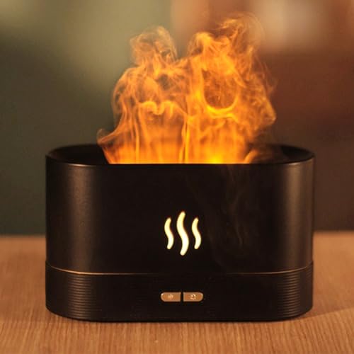 Gzvxuny Flame Essential Oil Diffuser, Upgrade 7 Colour Lights Aromatherapy Diffuser, Super Quiet Air Humidifier, Electric Aroma Diffuser, Waterless Auto-Off for Home Office Room (7 Colors)