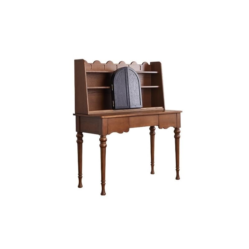 ENGENDER Vanidad Maquillaje Tocador de Madera Maciza for Dormitorio, Mesa Maquillaje, Escritorio pequeño Retro con Espejo Tocador