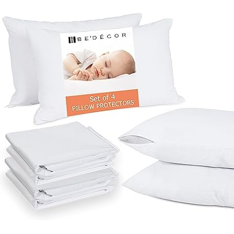 Bedecor Queen Pillow Protector with Zipper 4 Packs ,Waterproof Pillow Covers Encasement Smooth Dust Proof with Breathable Holes Allow Air to Circulate Cover