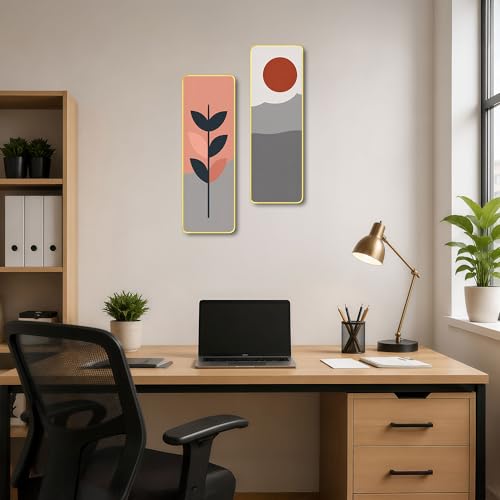 Image of The Castle Decor Modern Home Decor Wall Art Set of 2 | Boho Minimalist Botanical Painting 19X27 Inch | Luxury Neutral Artwork for Bedroom
