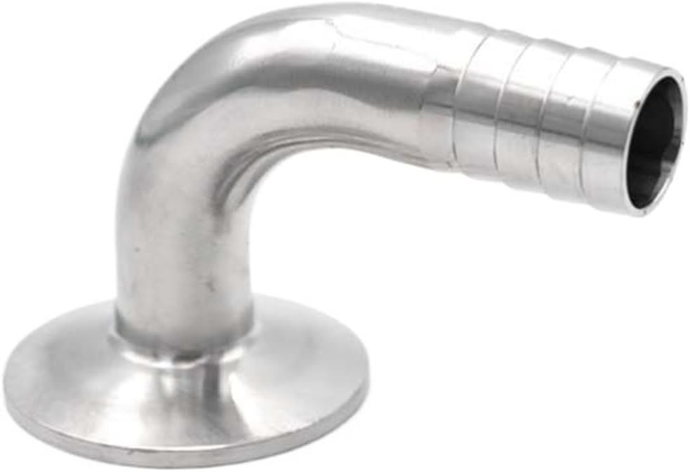 12/19/25/32/38/45/51mmExternal thread Tri Clamp 90 Degree Elbow 304 Stainless Steel Sanitary Pipe Fitting Home Brew Beer(16mm x Ferrule 50.5)