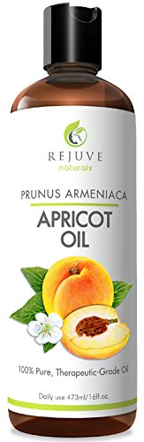 Cold Pressed Apricot Oil, 16 oz – Pure, All Natural, Therapeutic Carrier Oil and Moisturizer for Massage and Skin, Hair & Nails – Food Grade, Gluten, Pesticide & GMO Free by RejuveNaturals