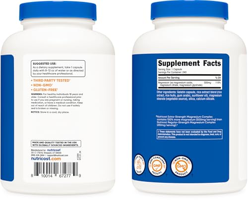 Nutricost Magnesium Complex Extra Strength 500mg, 240 Capsules - Magnesium Oxide, Citrate, and Glycinate - Gluten Free and Non-GMO - Image 5