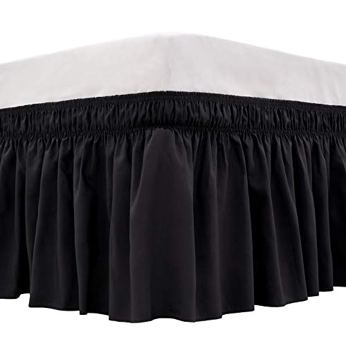 King Size Black Wrap-Around Dust Ruffles Bed Skirt by ARANA