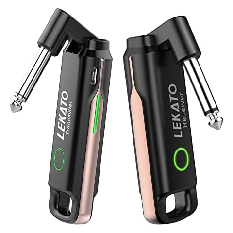 LEKATO WS-70 Guitar Wireless System with 70 Channels <3ms Low Latency Wireless Guitar Transmitter Receiver Rechargeable Digital Audio Cordless Guitar Cable Bass Lead for Electric Guitars Bass Cover