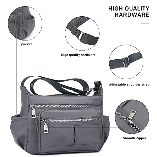 Chinllo Women Nylon Purse Multi Pockets Crossbody Bag, Roomy Shoulder Handbags Handle Strap Tote Satchel #TOP4