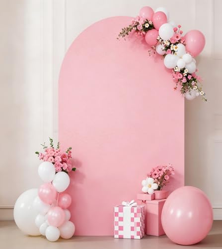 6 FT Pink Arch Backdrop Cover Spandex Fitted Chiara Wedding Arch Stand Cover for Party Birthday Anniversary Baby Shower Graduation Ceremony Engagement Banquet Photography Background Props Decor