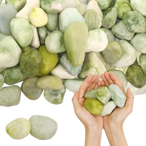 Lechloris 20Ib Jade River Rocks for Landscaping-Polished Pebbles for Plants-Garden Decorative Stones-1-2" Large Plant Rocks,Ideal for Aquarium, Home Decor Cover