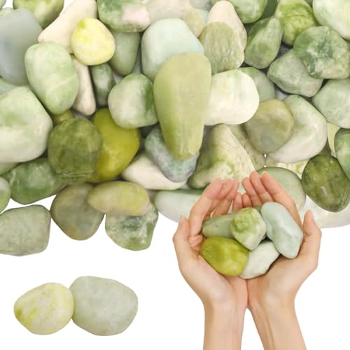 Lechloris 10Ib Jade River Rocks for Landscaping-Polished Pebbles for Plants-Garden Decorative Stones-1-2 Large Plant Rocks,Ideal for Aquarium, Home Decor